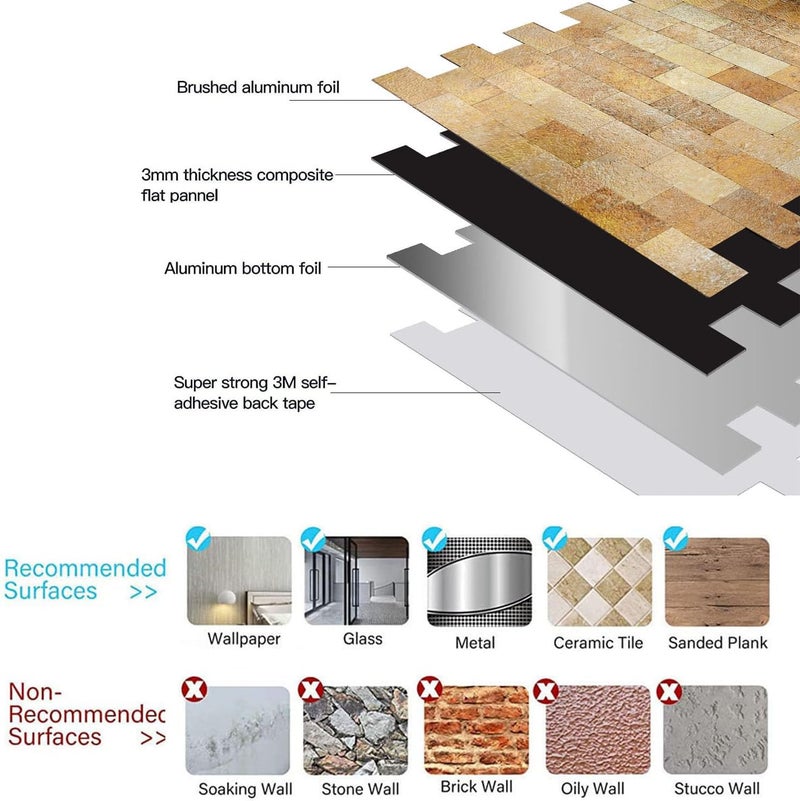 weimeisc 10-Sheet Peel and Stick Backsplash Tile for Kitchen, Self-Adhesive Backsplash Tile, Stick on Bathroom Vanities，Fireplace, Laundry Table (Printed Orange2) - Image 2
